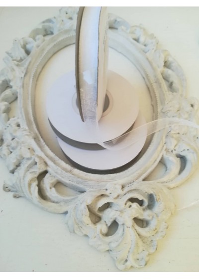 Панделка органза за декорация на ролка ширина 1 см цвят снежно бяло